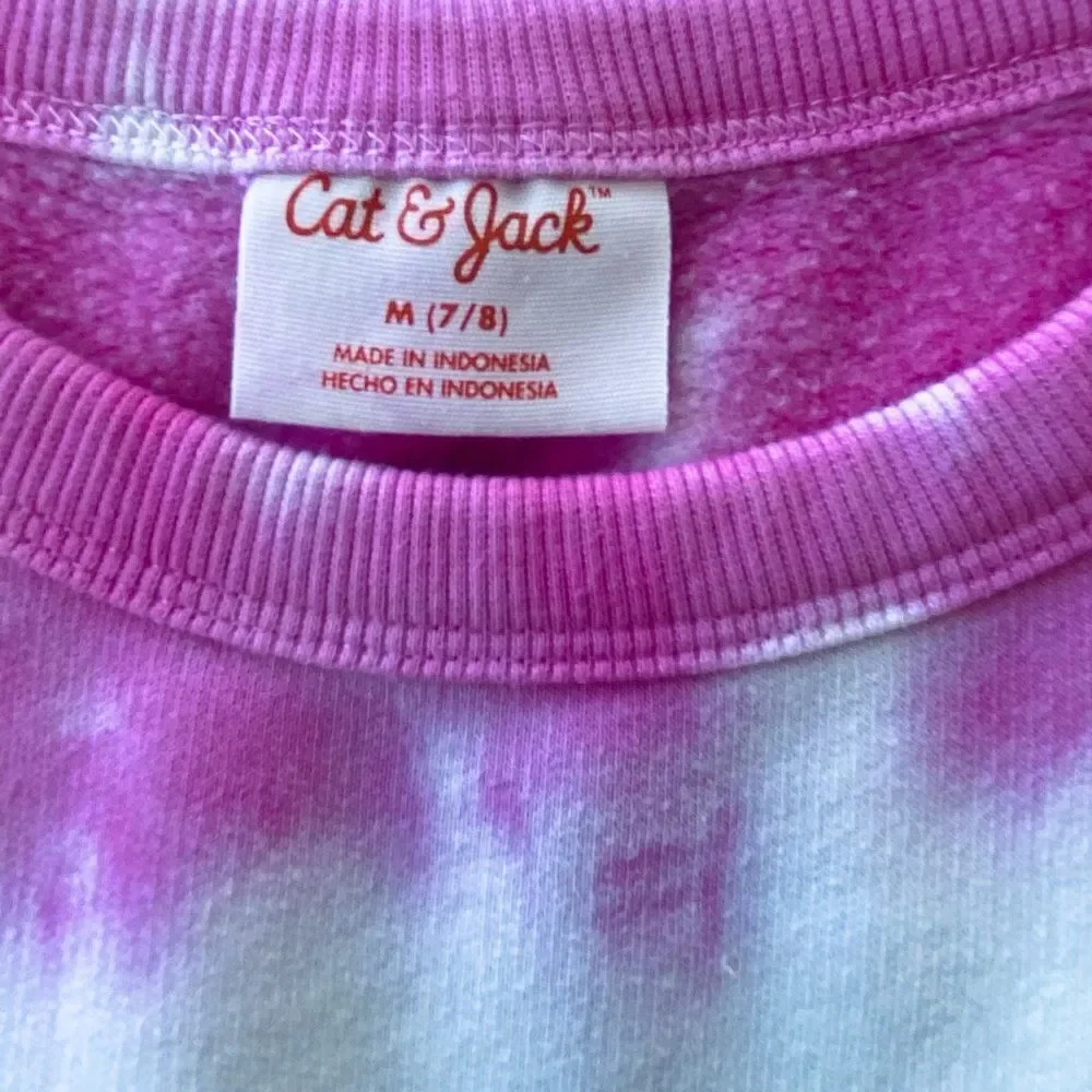 🌴 Cat & Jack Girls Tie Dye Sweatshirt Pink Yellow Blue Size M 7/8